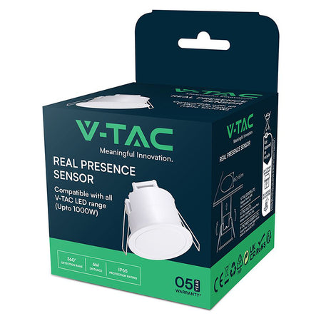 Senzor prezență acoperire 3m, 1000W, IP65, alb V-Tac SKU-23429