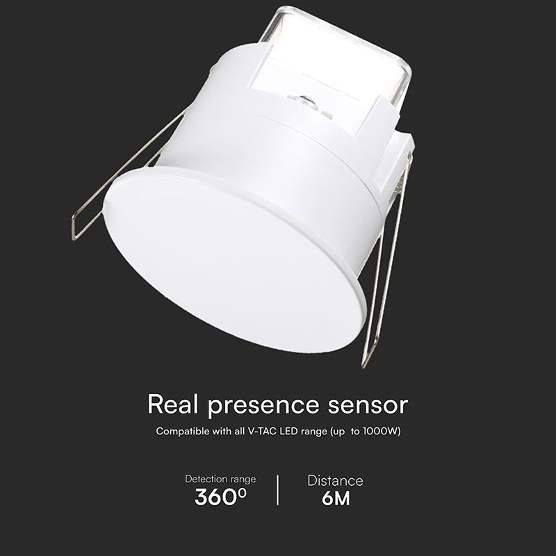 Senzor prezență acoperire 3m, 1000W, IP65, alb V-Tac SKU-23429