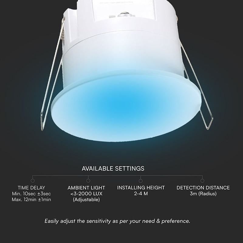 Senzor prezență acoperire 3m, 1000W, IP65, alb V-Tac SKU-23429