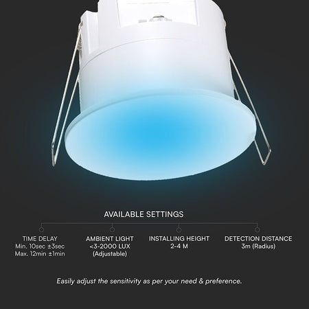 Senzor prezență acoperire 3m, 1000W, IP65, alb V-Tac SKU-23429