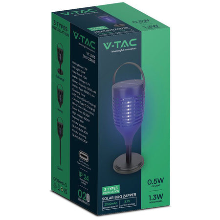 Aparat anti-insecte cu încărcare solară 3în1 1,3 W V-Tac SKU-23459