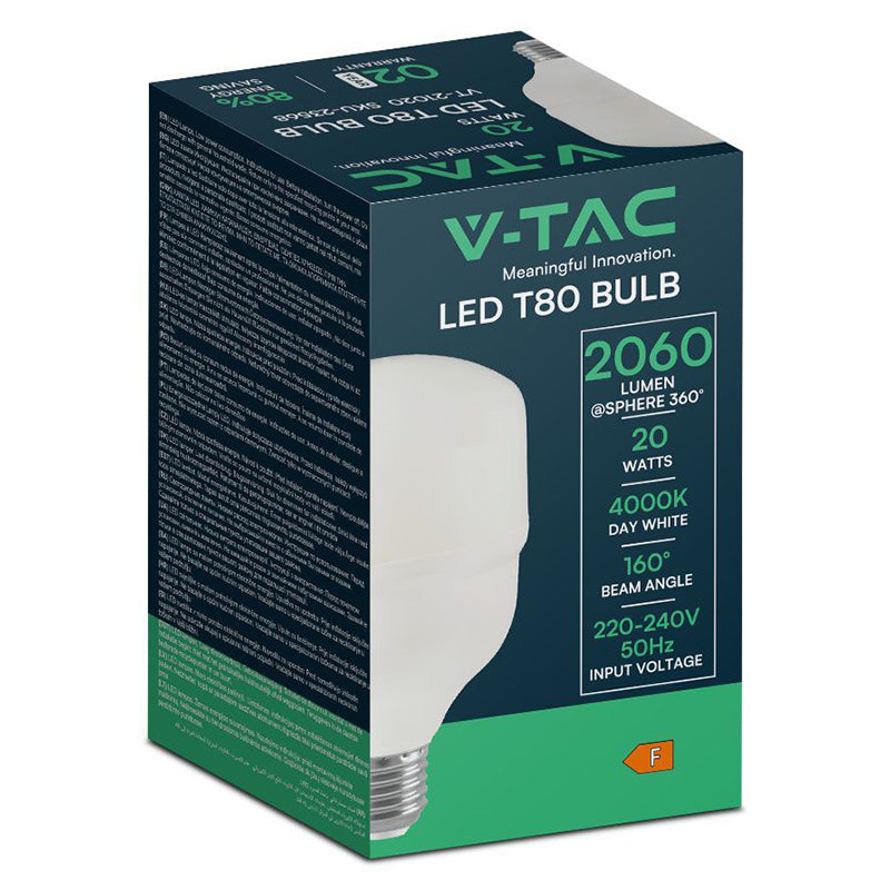 Bec LED T80 E27 20W cu eficiență ridicată V-Tac