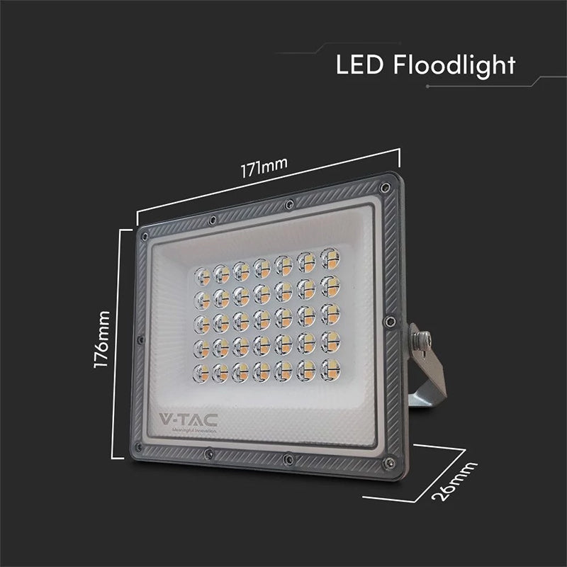 Reflector LED SMD 30 W 3in1 IP65, cablu, gri, V-Tac SKU-23613