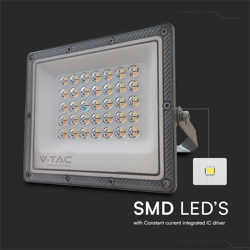 Reflector LED SMD 30 W 3in1 IP65, cablu, gri, V-Tac SKU-23613