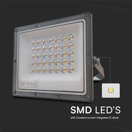 Reflector LED SMD 30 W 3in1 IP65, cablu, gri, V-Tac SKU-23613