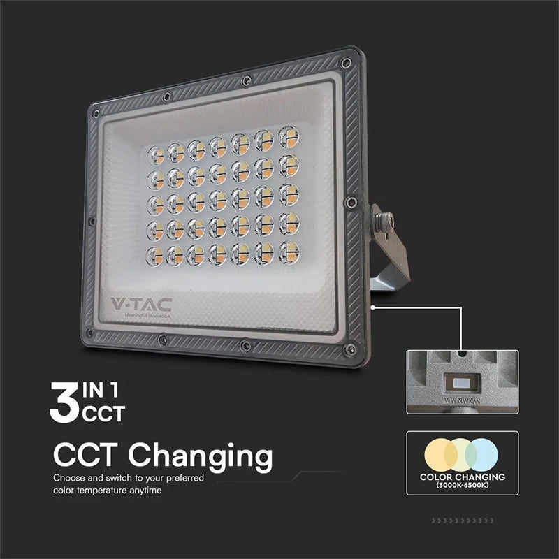 Reflector LED SMD 30 W 3in1 IP65, cablu, gri, V-Tac SKU-23613
