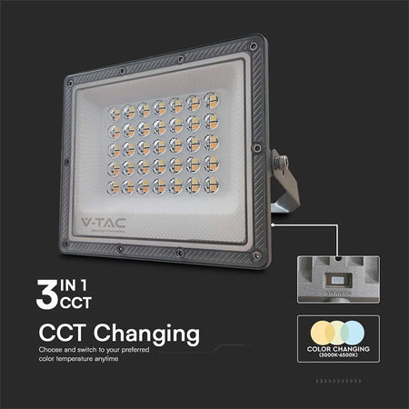 Reflector LED SMD 30 W 3in1 IP65, cablu, gri, V-Tac SKU-23613