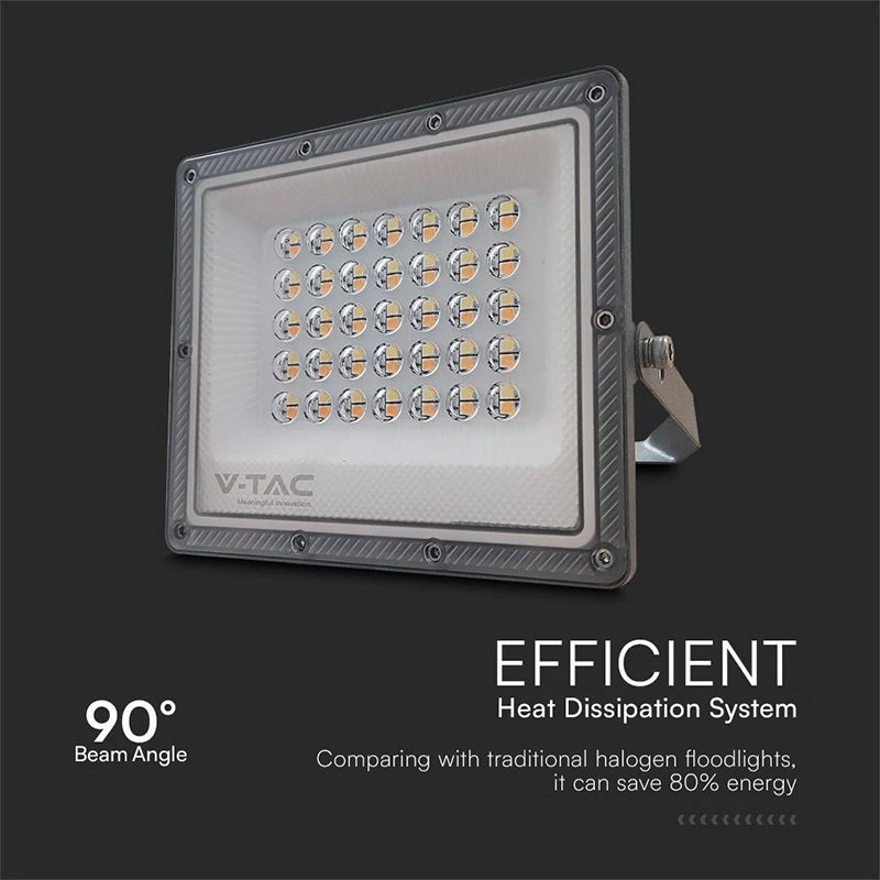 Reflector LED SMD 30 W 3in1 IP65, cablu, gri, V-Tac SKU-23613