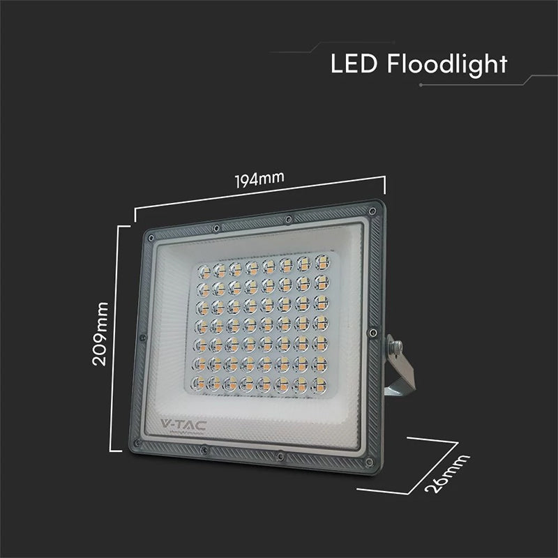 Reflector LED SMD 50 W 3in1 IP65, cablu, aluminiu gri, V-Tac SKU-23614