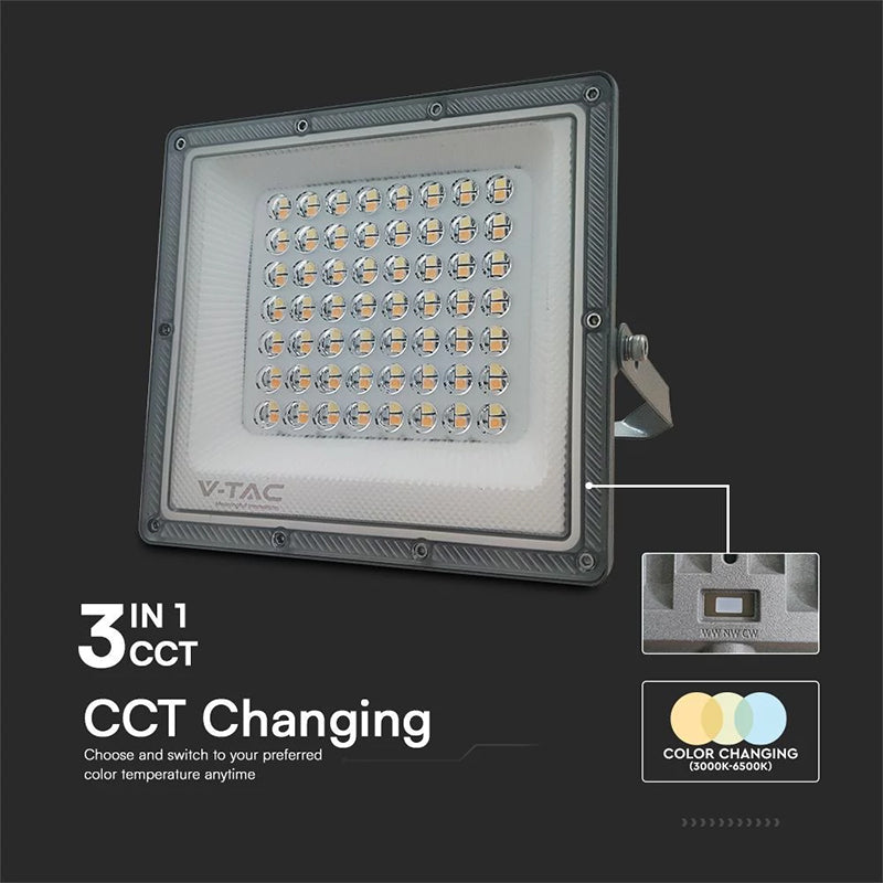 Reflector LED SMD 50 W 3in1 IP65, cablu, aluminiu gri, V-Tac SKU-23614