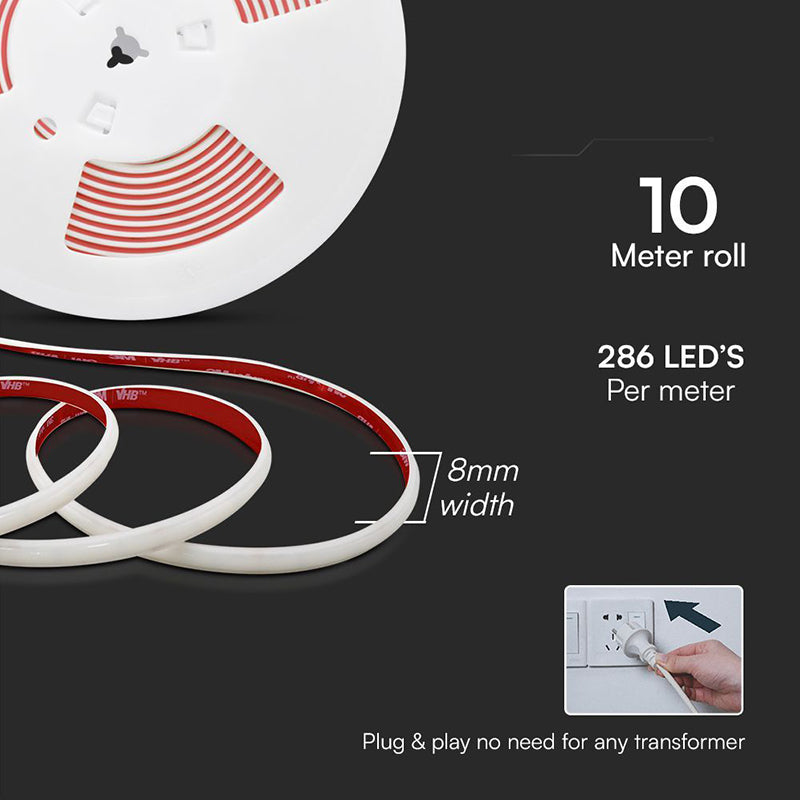Banda Led Cob 12.5w/m 220-240v Ip65 6500k Rola 10m