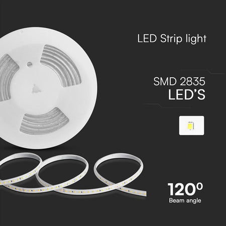 Bandă LED SMD 2835 roșie de 10,5 W/m la 220-240 V IP65 pe rolă de 10 m V-Tac SKU-23724