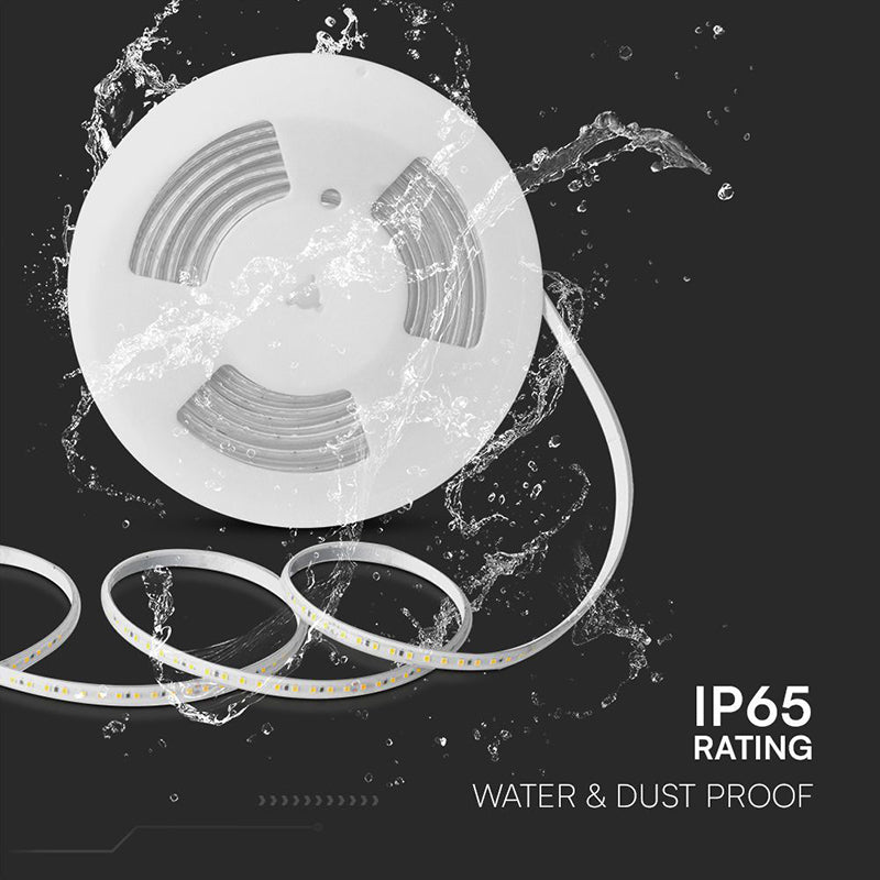 Bandă LED SMD 2835 roșie de 10,5 W/m la 220-240 V IP65 pe rolă de 10 m V-Tac SKU-23724