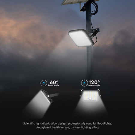 Reflector cu încărcare solară 10W, 1500 lm, 4000K+6400K, IP65, negru V-Tac SKU-23756