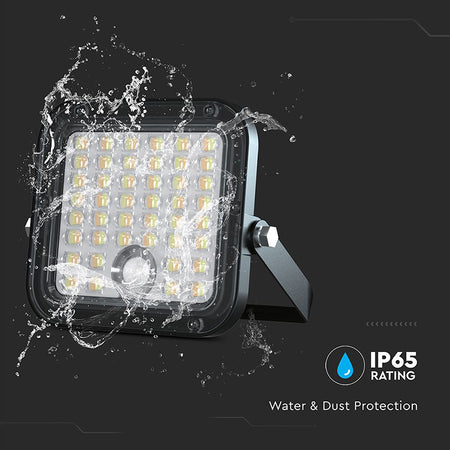 Reflector cu încărcare solară 10W, 1500 lm, 4000K+6400K, IP65, negru V-Tac SKU-23756