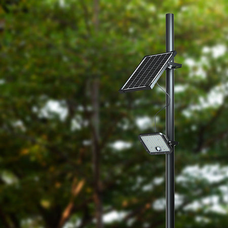 Reflector cu încărcare solară 10W, 1500 lm, 4000K+6400K, IP65, negru V-Tac SKU-23756