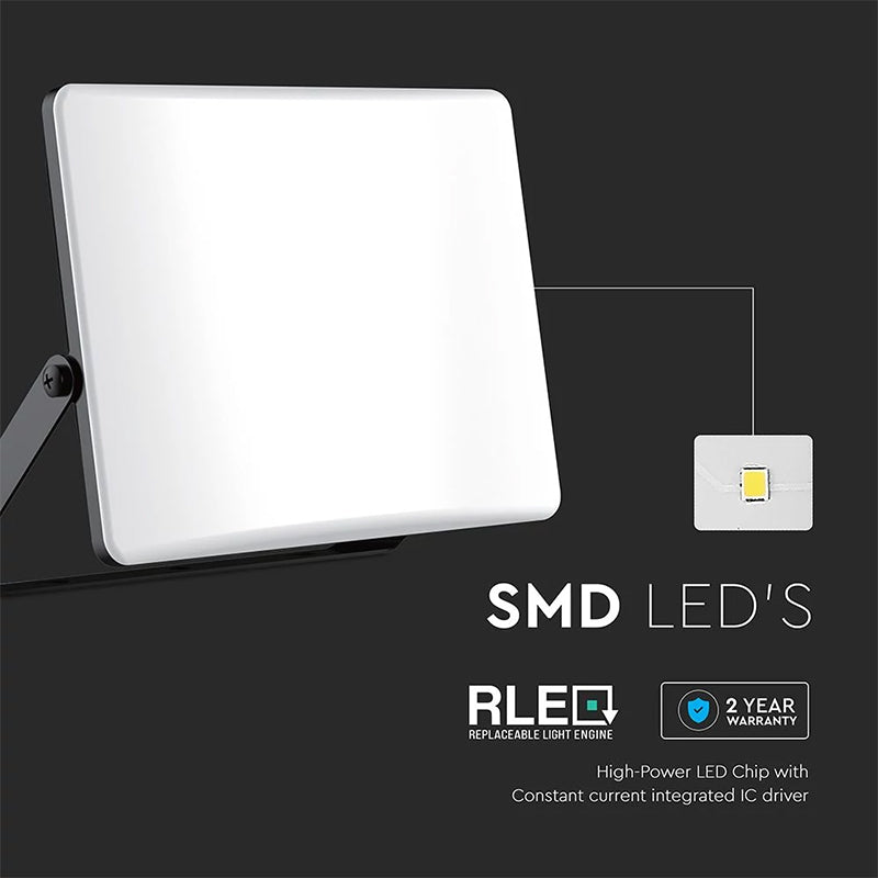 Reflector LED SMD 50W 3in1 IP65, cablu, aluminiu, negru V-Tac SKU-23768