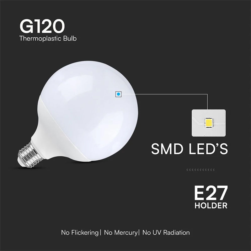 Bec LED G120 cu soclu E27 de 22 W și lumină albă neutră 4000 K V-Tac SKU-23884