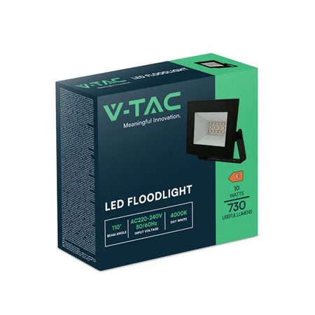 Reflector LED SMD de 10 W cu lumină rece de 6500 K și carcasă neagră IP65 V-Tac SKU-23974