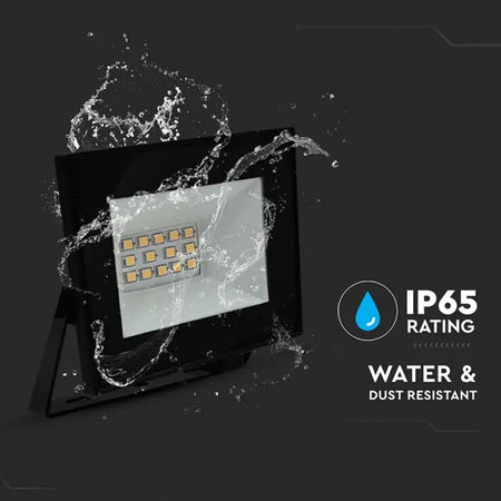 Reflector LED SMD de 10 W cu lumină rece de 6500 K și carcasă neagră IP65 V-Tac SKU-23974