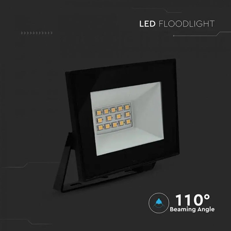 Reflector LED SMD de 10 W cu lumină rece de 6500 K și carcasă neagră IP65 V-Tac SKU-23974