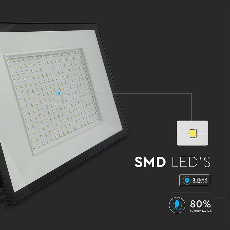 Reflector LED SMD 200 W, 6400 K, IP65, negru, aluminiu, V-Tac SKU-23977