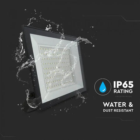 Reflector LED SMD 100W 6400K IP65, negru, exterior, V-Tac SKU-23982