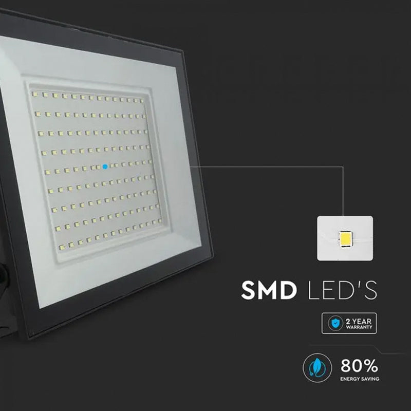 Reflector LED SMD 100W 6400K IP65, negru, exterior, V-Tac SKU-23982