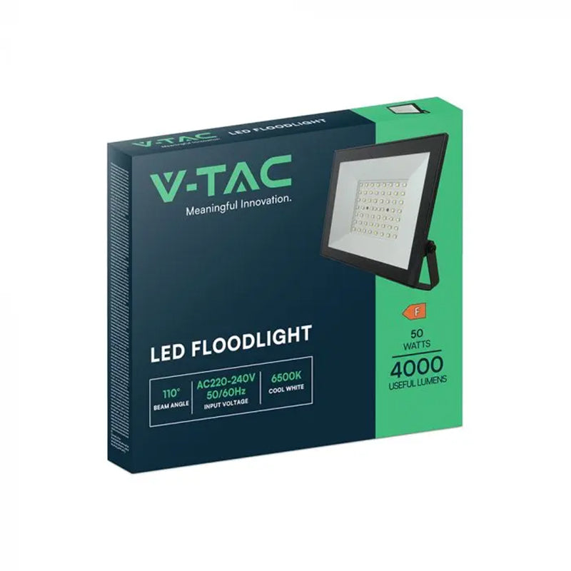 Reflector LED SMD 50W 6500K IP65 negru exterior, aluminiu, V-Tac SKU-23990