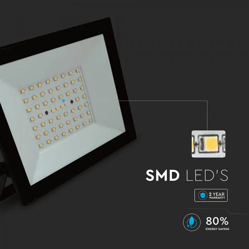 Reflector LED SMD 50W 6500K IP65 negru exterior, aluminiu, V-Tac SKU-23990