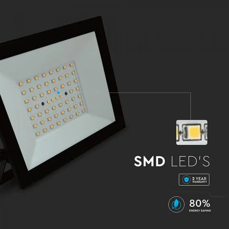 Reflector LED SMD 50W 6500K IP65 negru exterior, aluminiu, V-Tac SKU-23990