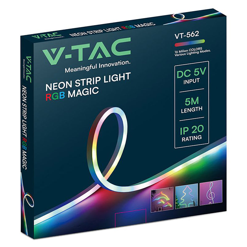 Kit bandă LED Neonflex Magic RGB 5 m, 5 V, 30 LED/m, V-Tac SKU-24050
