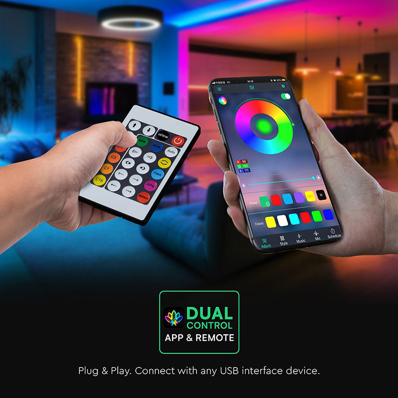 Kit bandă LED Neonflex Magic RGB 5 m, 5 V, 30 LED/m, V-Tac SKU-24050