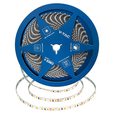Bandă LED 5 mm 24 V pe rolă de 10 m cu lumină alb rece 6500K V-Tac SKU-240826