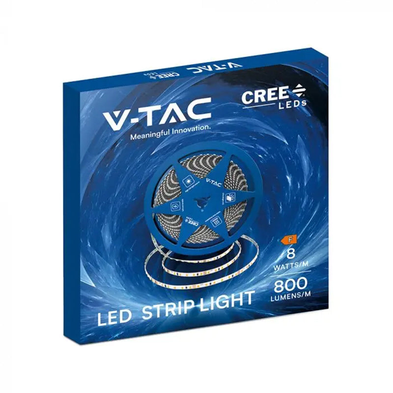 Bandă LED 5 mm 24 V pe rolă de 10 m cu lumină alb rece 6500K V-Tac SKU-240826