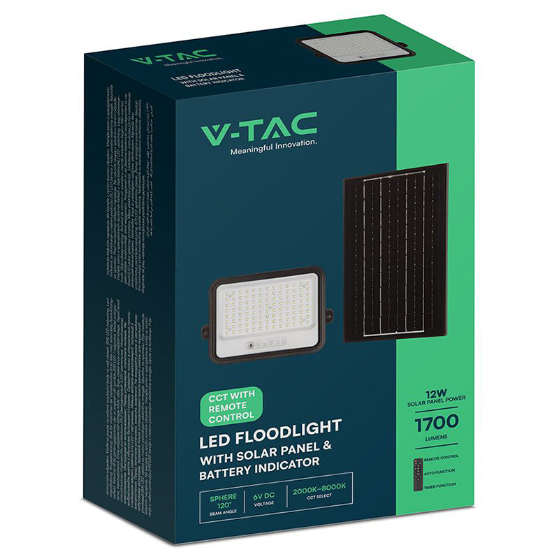 Reflector cu încărcare solară 200 W 7 în 1, negru, V-Tac SKU-24084