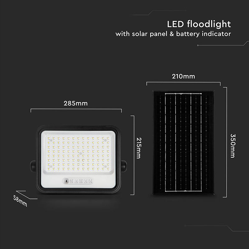 Reflector cu încărcare solară 200 W 7 în 1, negru, V-Tac SKU-24084