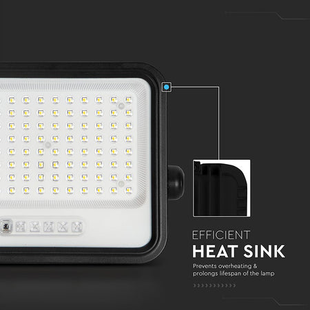 Reflector cu încărcare solară 200 W 7 în 1, negru, V-Tac SKU-24084