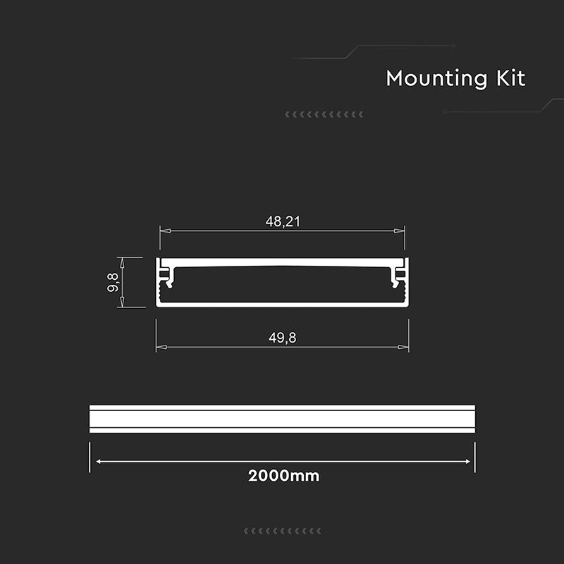 Profil aluminiu pentru bandă LED 2 m 50×10 mm argintiu V-Tac SKU-24102