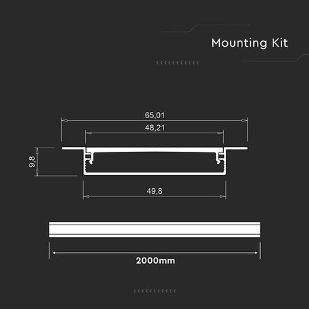 Profil aluminiu pentru bandă LED 2 m 50×10 mm argintiu V-Tac SKU-24103