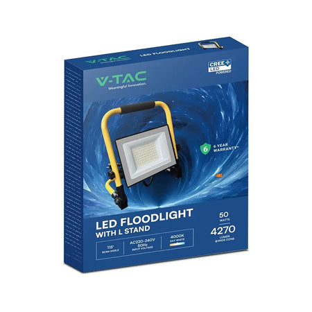 Reflector LED portabil cu suport 50 W alb rece 6500 K IP65 V-Tac SKU-242196