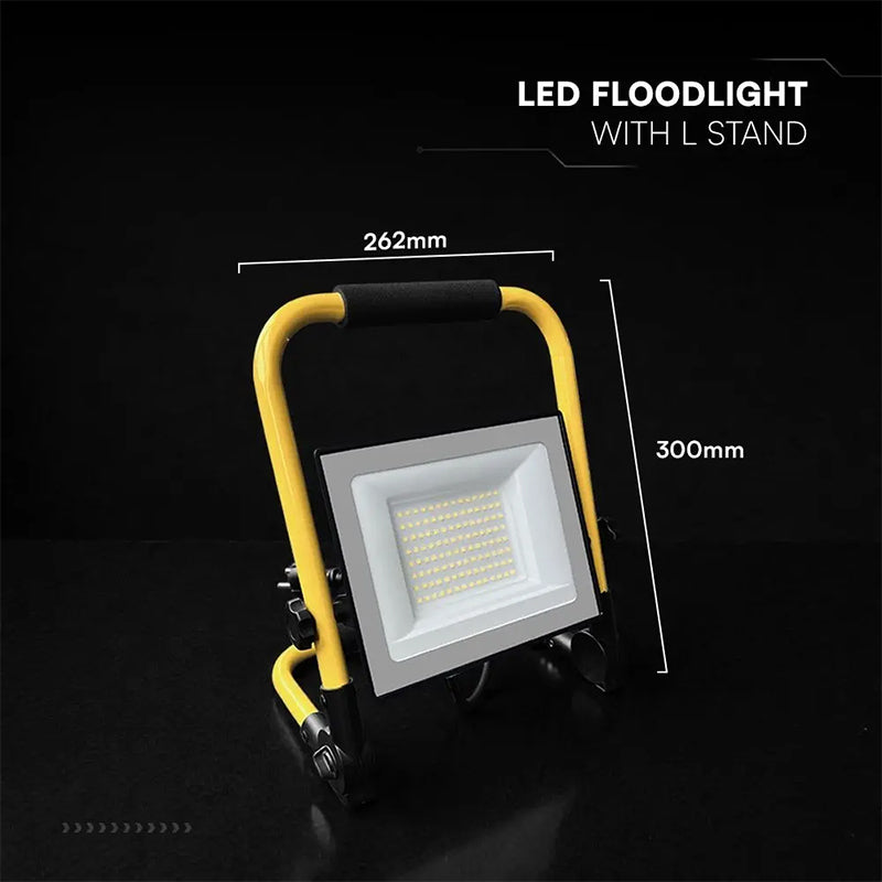 Reflector LED portabil cu suport 50 W alb rece 6500 K IP65 V-Tac SKU-242196