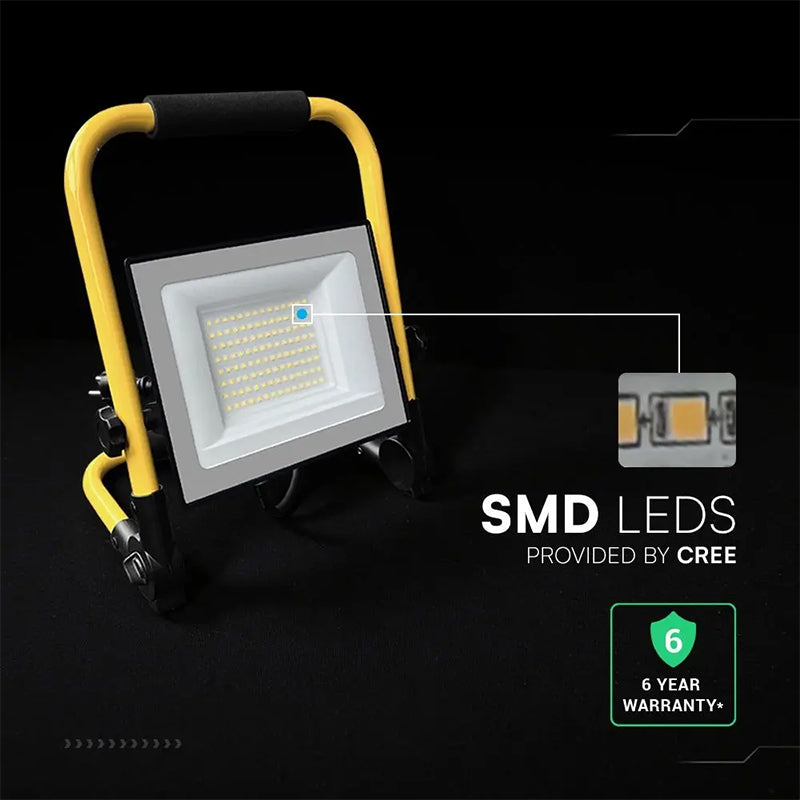 Reflector LED portabil cu suport 50 W alb rece 6500 K IP65 V-Tac SKU-242196