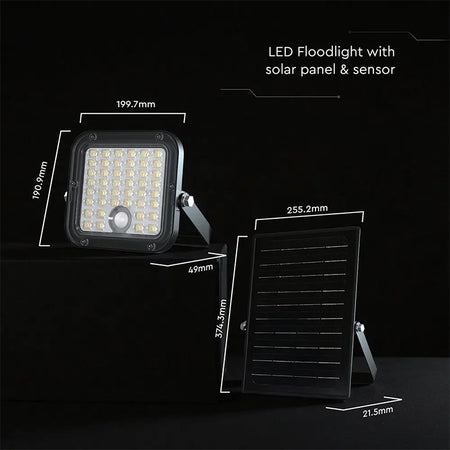 Reflector LED solar 30W, 4800 lm, IP65, negru V-Tac SKU-24277