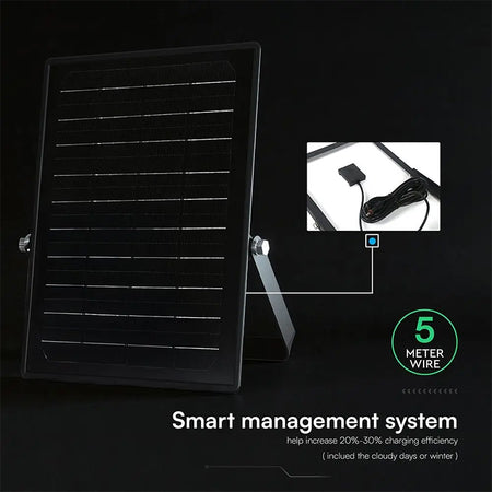 Reflector LED solar 30W, 4800 lm, IP65, negru V-Tac SKU-24277