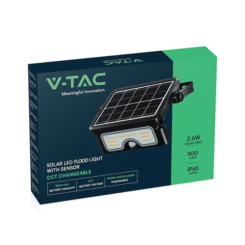 Reflector LED solar 7 W 3in1, negru, 900 lm, IP65, V-Tac SKU-24341