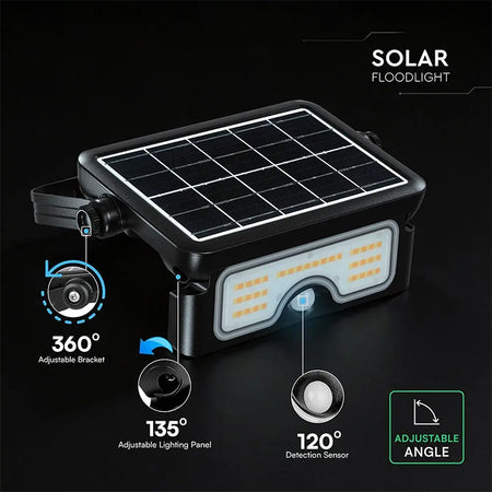 Reflector LED solar 7 W 3in1, negru, 900 lm, IP65, V-Tac SKU-24341