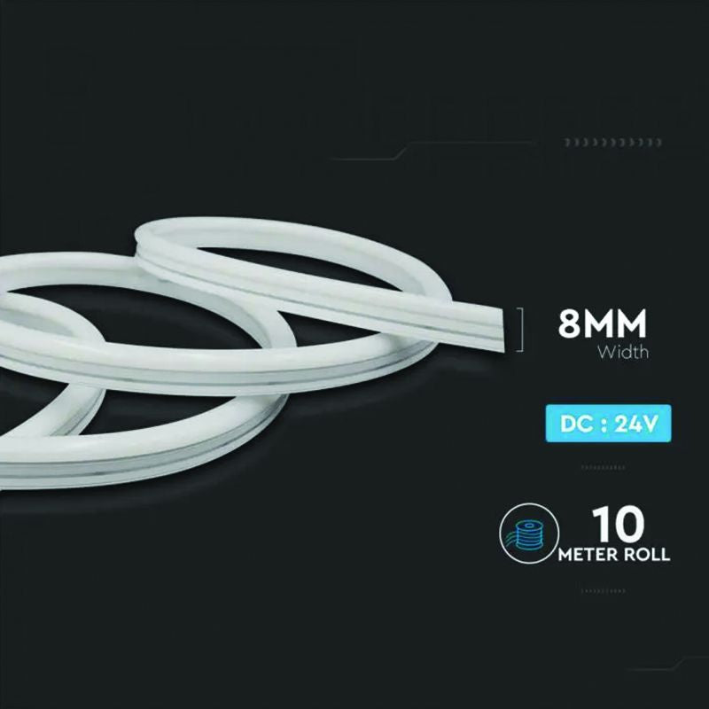 Bandă LED Neonflex de 10 m cu lumină galbenă și alimentare la 24 V V-Tac SKU-2617