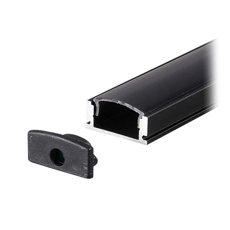 Profil din aluminiu pentru bandă LED negru de 2 m cu secțiune 17,4 × 7 mm V-Tac SKU-2873