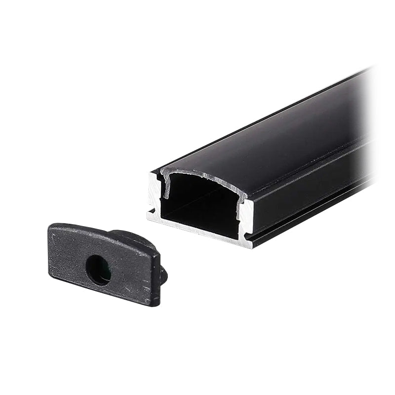 Profil din aluminiu pentru bandă LED negru de 2 m cu secțiune 17,4 × 7 mm V-Tac SKU-2873